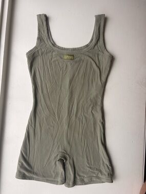 YoungLA Olive Ribbed Tank Romper